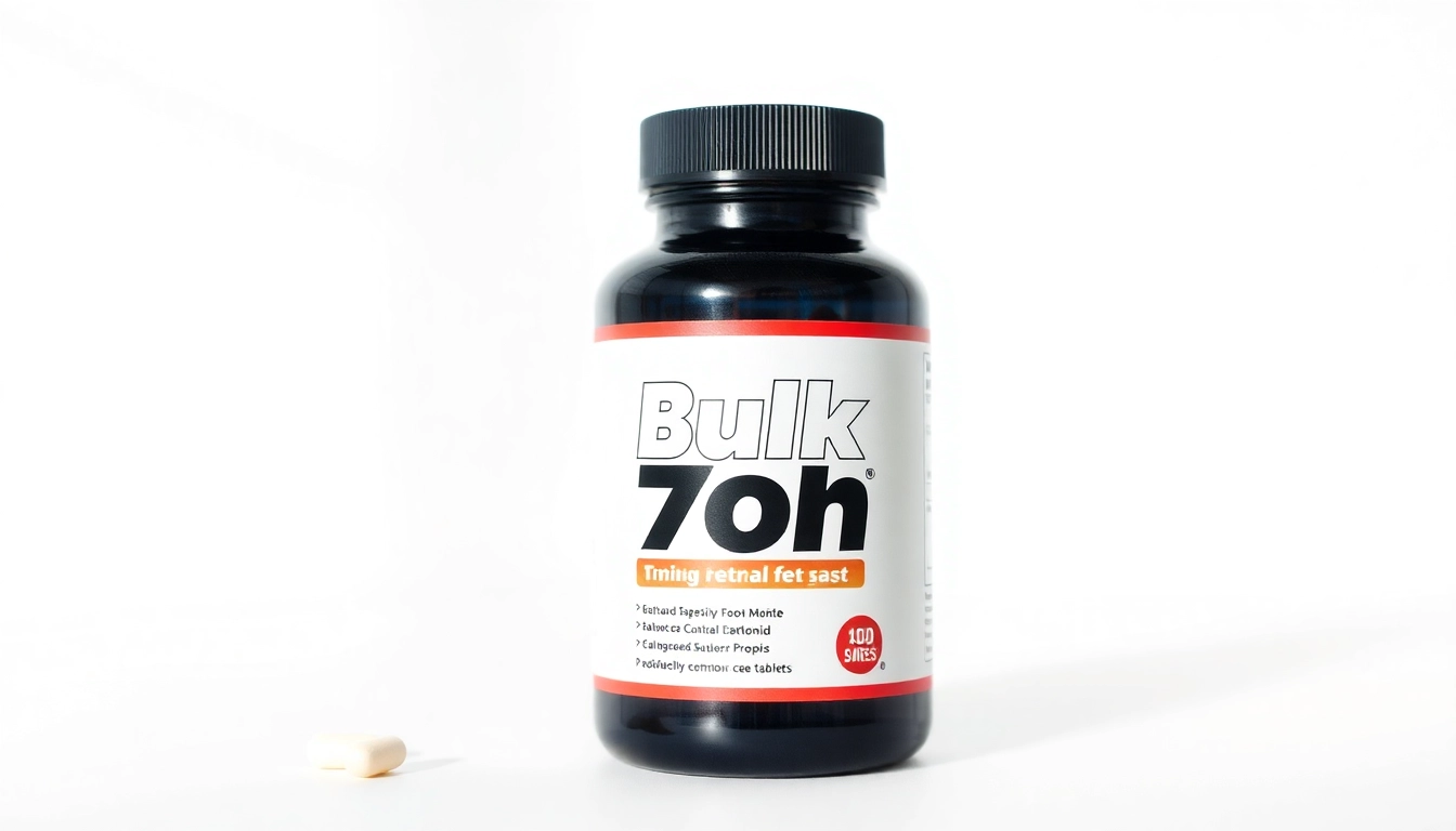 Promote Bulk 7oh tablets in a sleek packaging against a bright background, emphasizing freshness and quality.