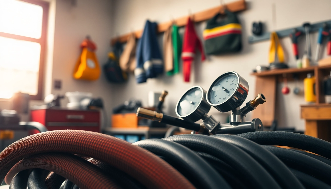 Showcasing an oxy acetylene welding kit alongside essential tools in a vibrant workshop environment.