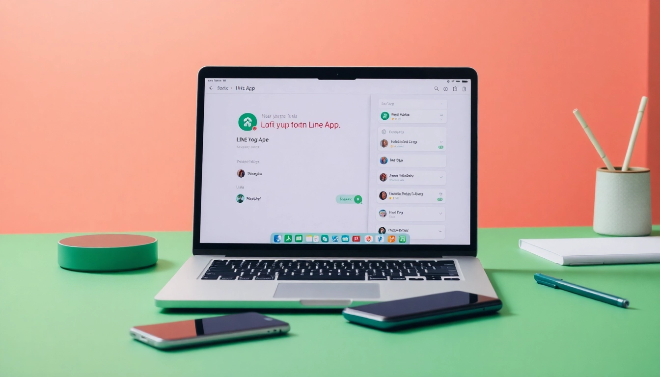 Showcase line下载電腦版 on a laptop screen with vibrant accessories for an engaging tech setup.