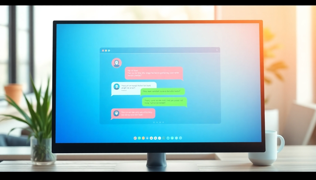 Engaging chatbot for website actively assisting users in a modern office setting.