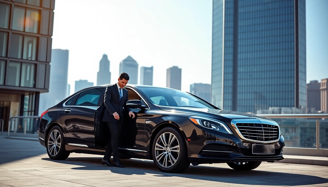 Experience top-notch VIP chauffeur service with a professional chauffeur at a luxury sedan.