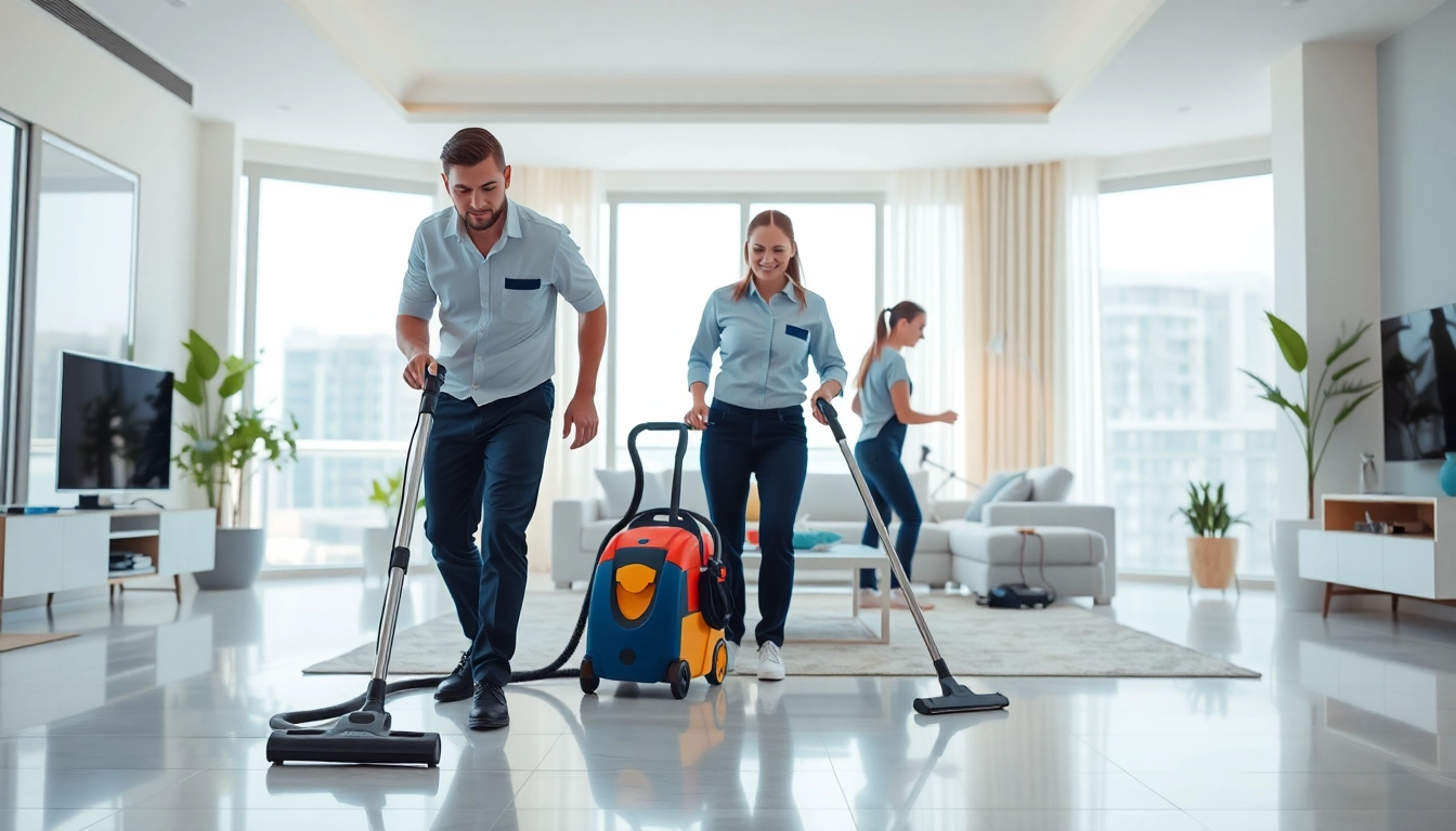 Enhance your space with deep cleaning services Dubai by professional cleaners in action.