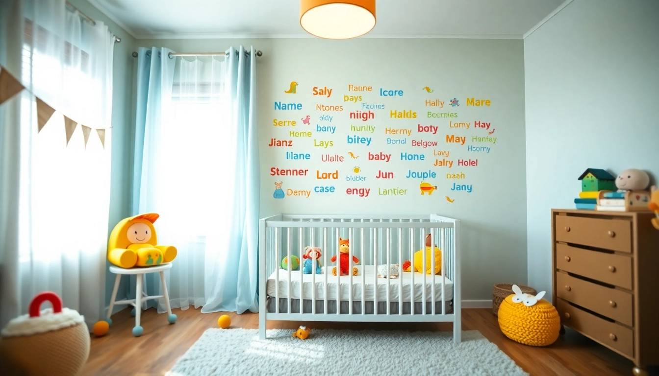 Selecciona el nombre perfecto para tu hijo con esta cálida y alegre habitación: Nombres para Niño destacados.